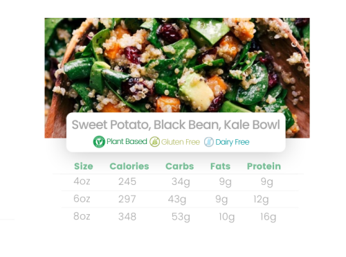 Sweet Potato, Black Bean Kale Bowl